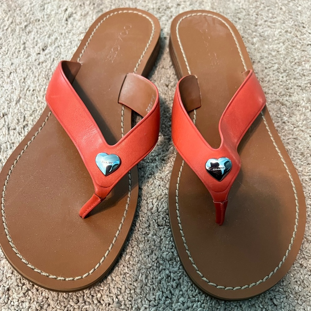 Coach Orange Sandals Size 10 Never Worn